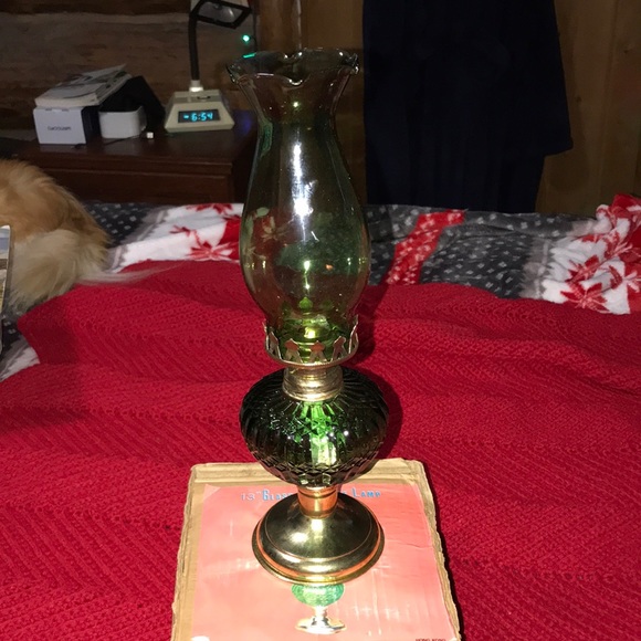 Other Vintage 13 Green Glass Kerosene Lamp Poshmark